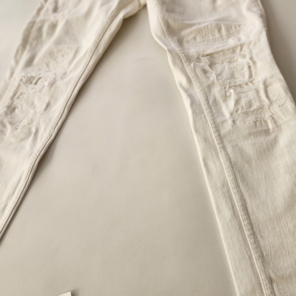 NWOT- Zara Men's White Distress Skinny Jeans - Picture 3 of 11
